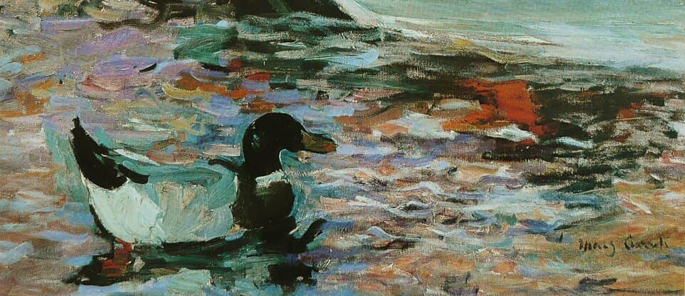 Detail of water and a duck, by Mary Cassatt