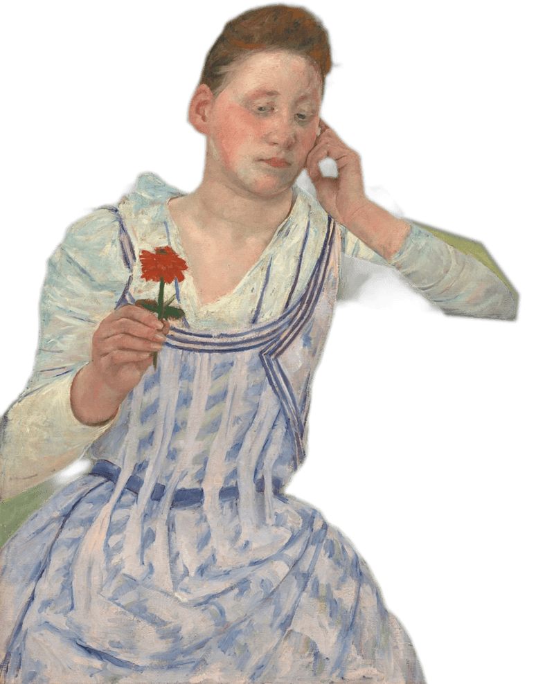 Mary Cassatt, Woman with a Red Zinnia, cut out of its background