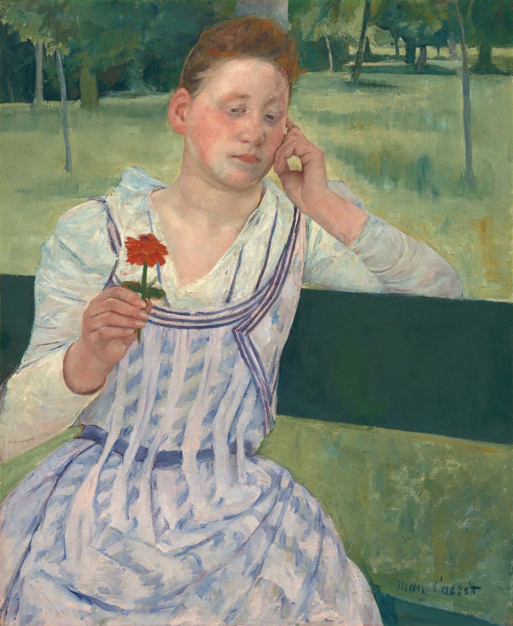 Detail of Mary Cassatt, Woman with a Red Zinnia
